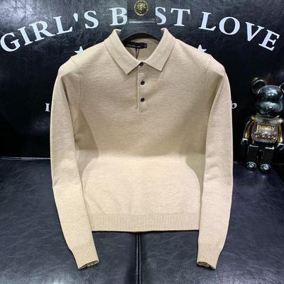 Men's Solid Knit Polo Sweater - Autumn/Winter 2025 Fashionable Base Layer