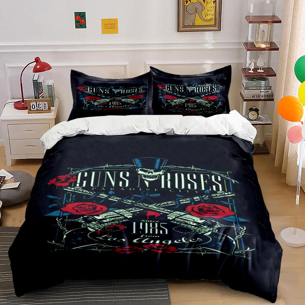Skull, roses, guns, text. Bedding sets Duvet cover sets Duvet covers Pillowcases(1*Duvet Cover 2*Pillowcases without duvet insert)