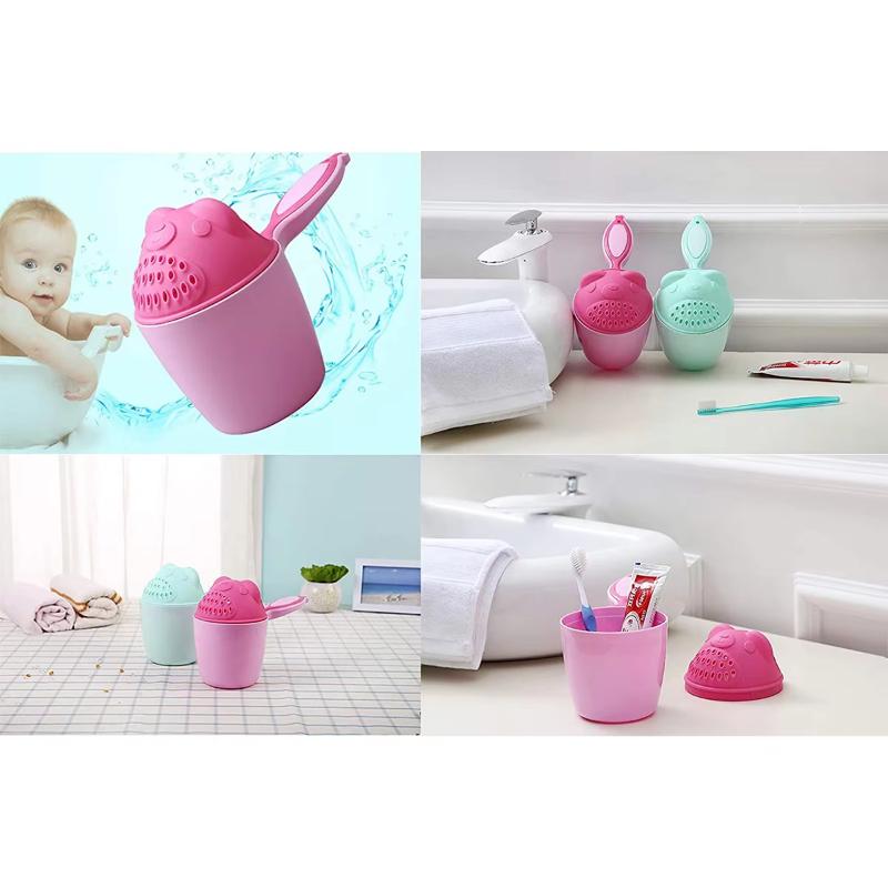 1PC Baby Cartoon Bear Bathing Cup Newborn Kid Shower Shampoo Cup Bailer Baby Kids Shower Water Spoon Bath Wash Cups for 2 Colors