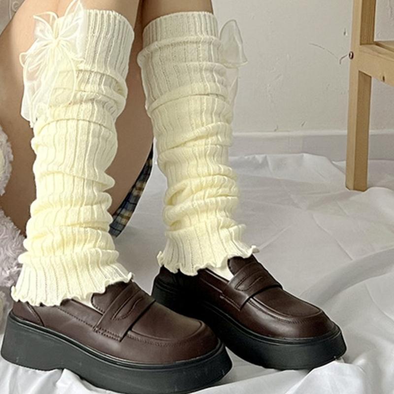 Womens Knee High Leg Warmer Socks Knitting Ankle High Bandage Leg Sleeve Boot Long Tube Knitted Leg Sleeve Calf Covers