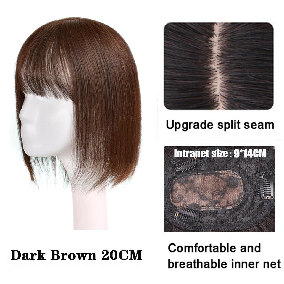 LUPU Kunsthaar-Perücken für Frauen, Clip-in-Haarteile, schwarzbraunes glattes Haar mit Pony, natürliches gefälschtes Kunsthaar