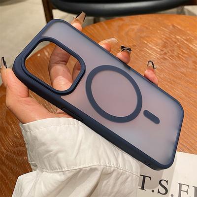 For Magsafe Matte Armor Magnetic Wireless Charging Case For iPhone 11 14 15 16 Pro Max Plus Shockproof Translucent Cover