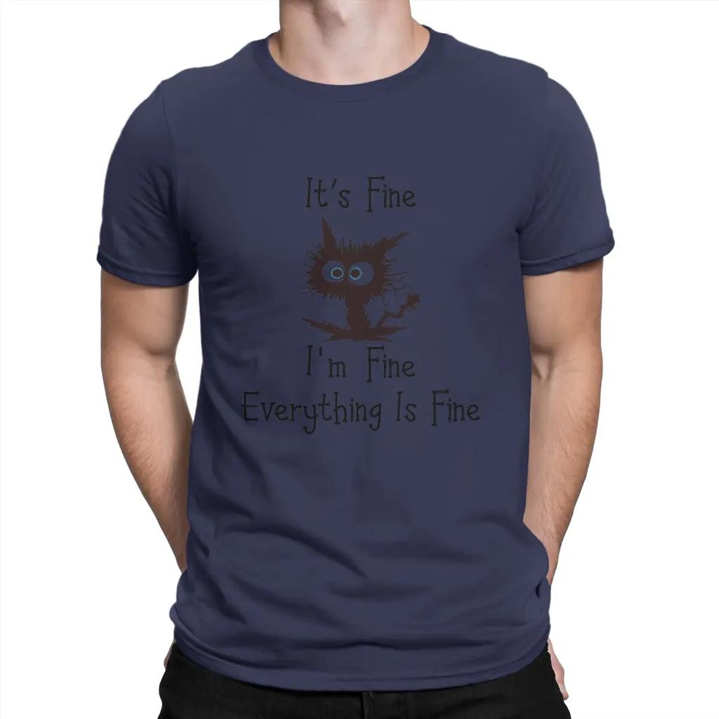 Black Cat Hip Hop TShirt This Is Fine Casual T Shirt Summer T-shirt For Men Women