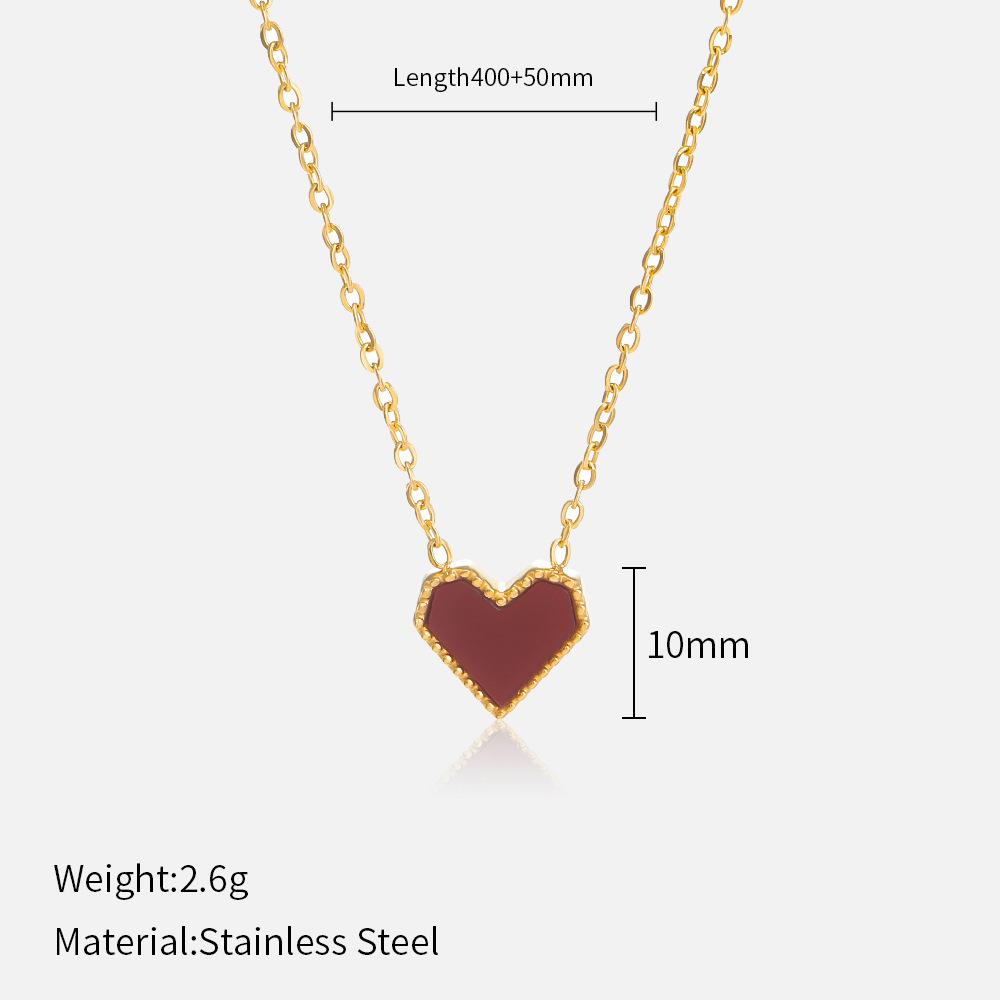 

French Light Luxury Vintage Red Heart Pendant Necklace Adjustable Chain Women s Versatile Electroplated Jewelry