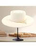 Vintage Western Wide Brim Felt Fedora Hat With Decorative Band For Women And Men