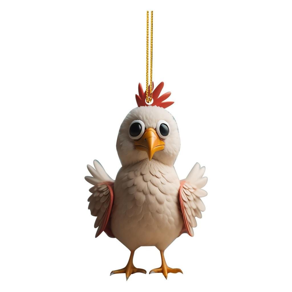 Acrylic Playful Christmas Chicken Car Pendant For Cheerful Holiday Home Decoration