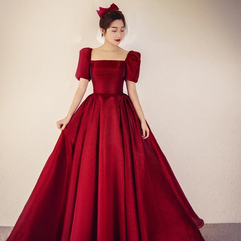 Toast Clothing Bride Red Wedding Dress Small Pregnant Woman Engagement Dress Female Princess on the Run Dress