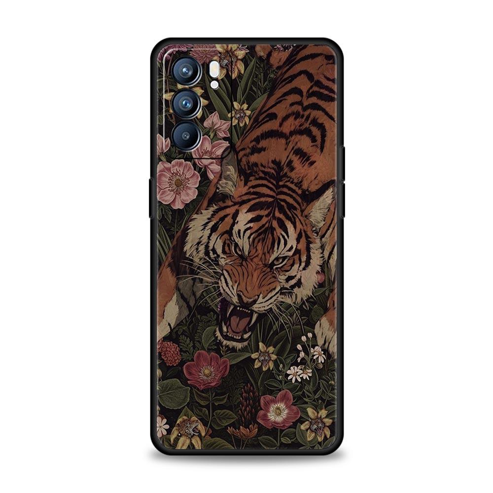 Phone Case Cover For Oppo A17 A31 A54 A57 A78 A79 Find X5 X6 Reno 7 8 10 11 12 13 F Pro 5G Soft TPU Shell Cartoon Tiger Pattern