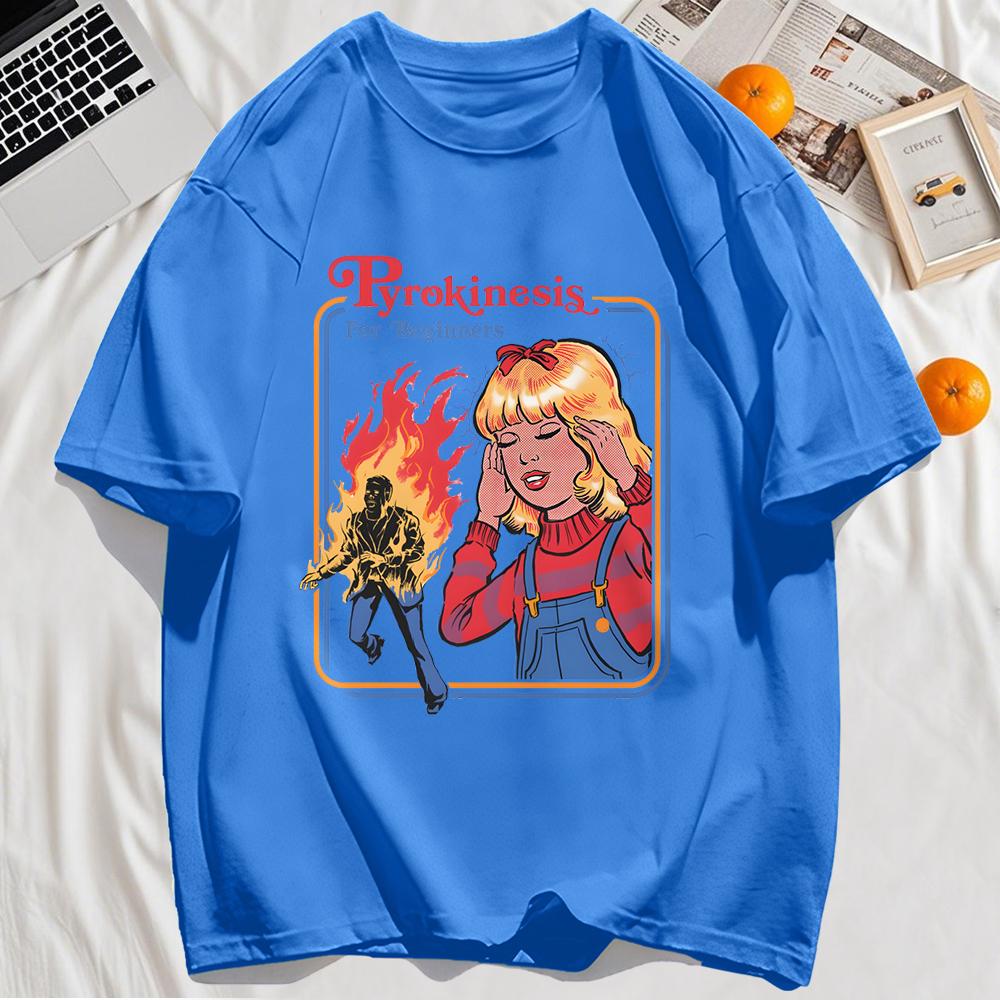 Pyrokinesis For Beginners Printing Unisexs Tshirts Summer Cotton Allmatch T Shirt Oneck Streetwear Hip Hop Unisex Soft Loose Top