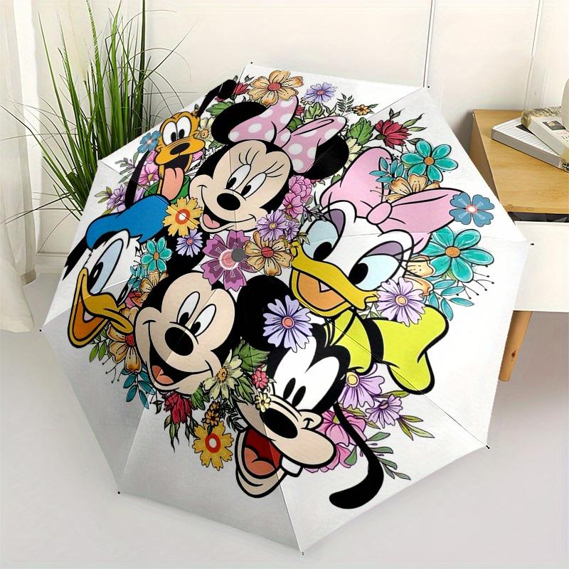 Disney Mickey Mouse,Minnie Mouse,Daisy Duck Manual Opening and Closing Umbrella, 8-Rib Reinforced Folding Design, Lightweight
