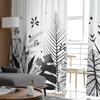 Abstrakte Blätter Pflanze Schwarz-Weiß-Tüllvorhänge für Wohnzimmer, durchsichtiger Vorhang für Schlafzimmer, Küche, Jalousien, Voile-Vorhänge