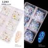 Nail Art Flat Mixed Color AB Porcelain White Champagne 6 Grid Nail Jewelry Stickers DIY Nail Jewelry