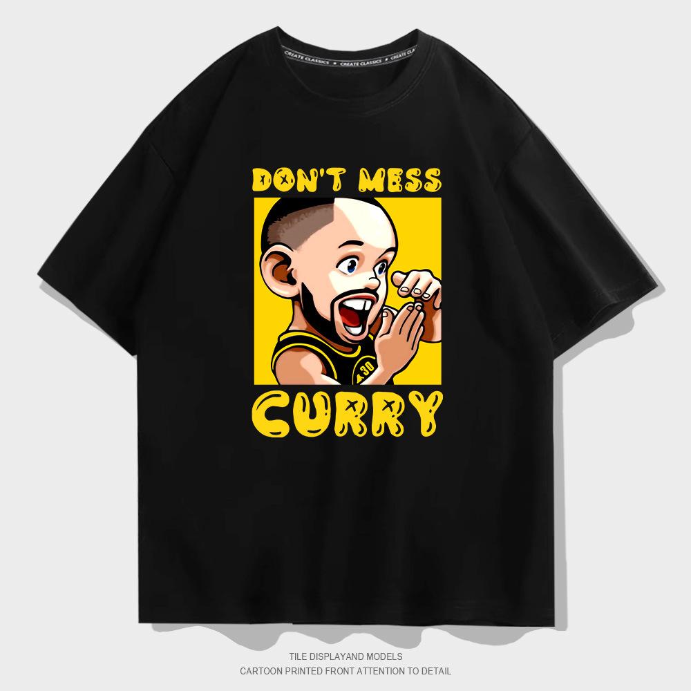 Curry short-sleeved T-shirt men s summer pure cotton loose shoulder half-sleeved training clothes trendy sports parent-child clothes top 150XXS