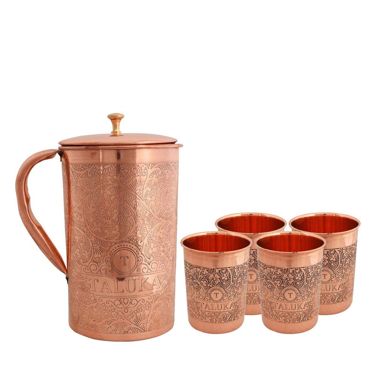 

Стильный кувшин для воды Hammer с медным тиснением 1500 мл и стаканом для воды Copper 4