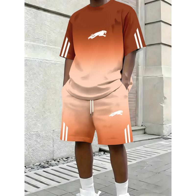Hot Selling Men's Summer New Comfortable Short-sleeved Round Neck T-shirt Shorts 2-piece Set