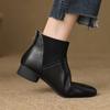 Fashion 2025 Autumn/Winter Women Boots Genuine Leather Women Shoes Round Toe Chunky Heel Shoes Ankle Boots Modern Chelsea Boots