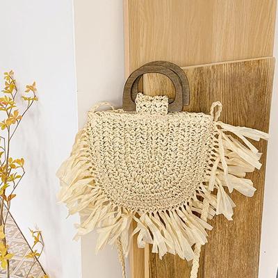 Handmade Bohemian Straw Large Capacity Handbags for Women Travel Shopper Totes Woven Straw Beach Bag Summer Female Crossbody Bag