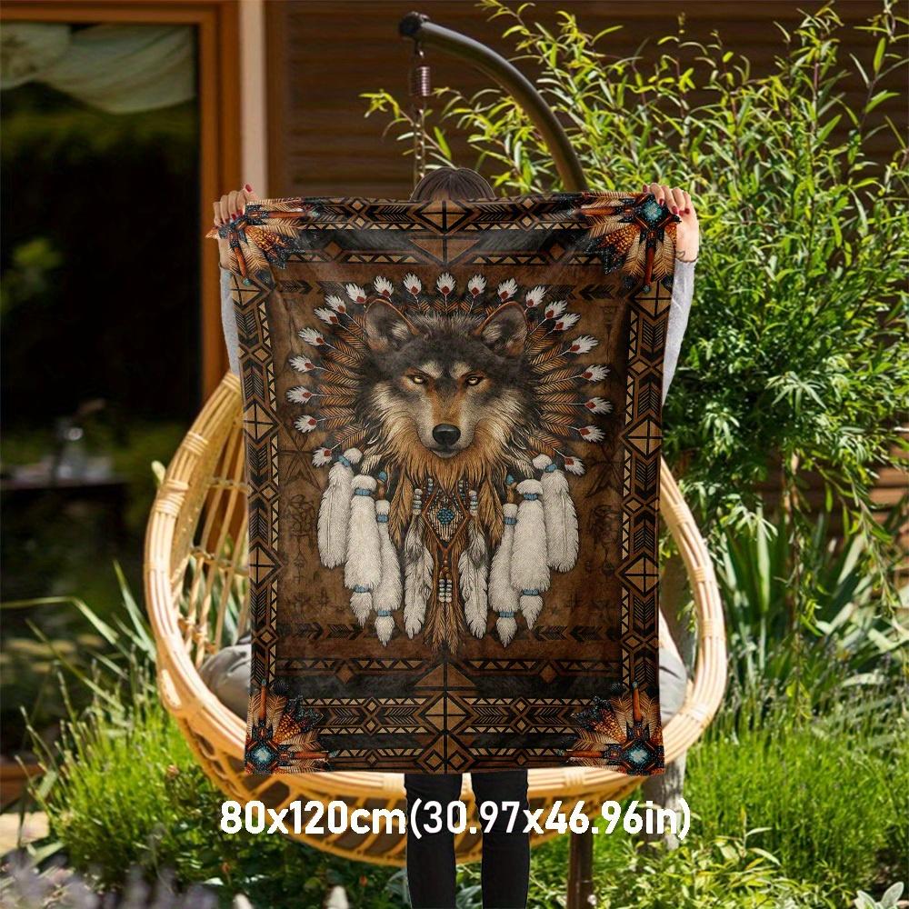 1pc Wolf Chief Blanket for Sofa Bed Soft and Light Bedding Ideal for Picnics, Ultra-Soft All-Season Throw for Outdoor Travel - Christmas-c0803009 80cm x 120cm