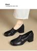 Retro All-Leather Loafers: First-Layer Cowhide, Chunky Heel, Round Toe, Deep Cut, Soft, Comfortable.