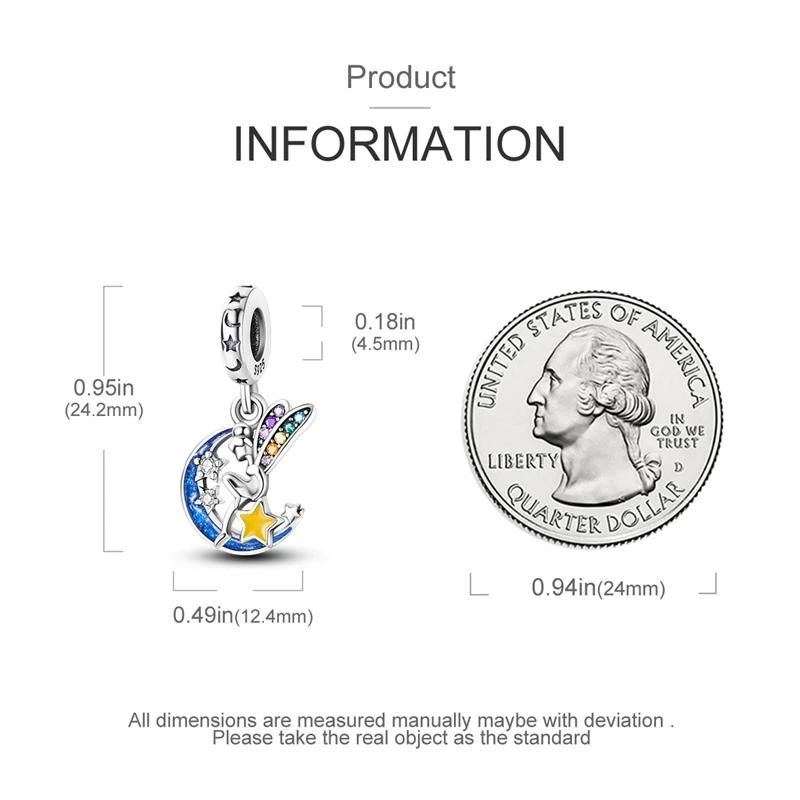 Charm Bead Components Plata Moon Stars Colorful Fairy Pendant Bead Component Bead Components Compatible With Authentic Original Bracelets Charm Bead
