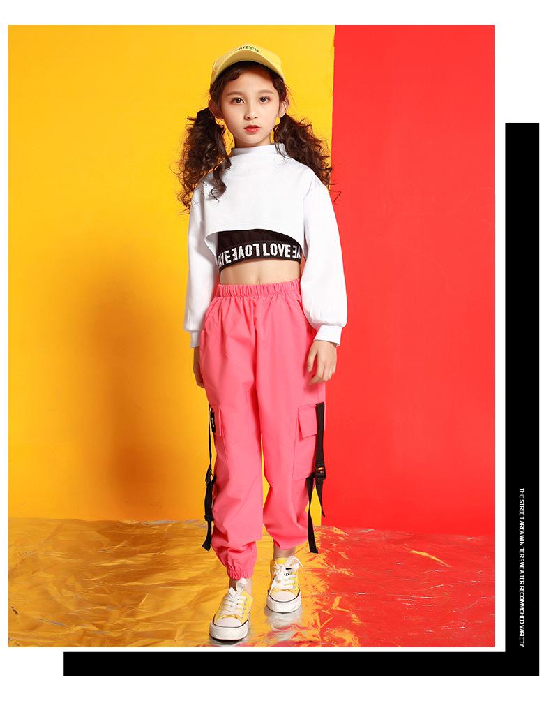 Children's Jazz Dance Costume: Girls' Hip-Hop Performance Outfit with Navel-Exposed Design for Children's Day