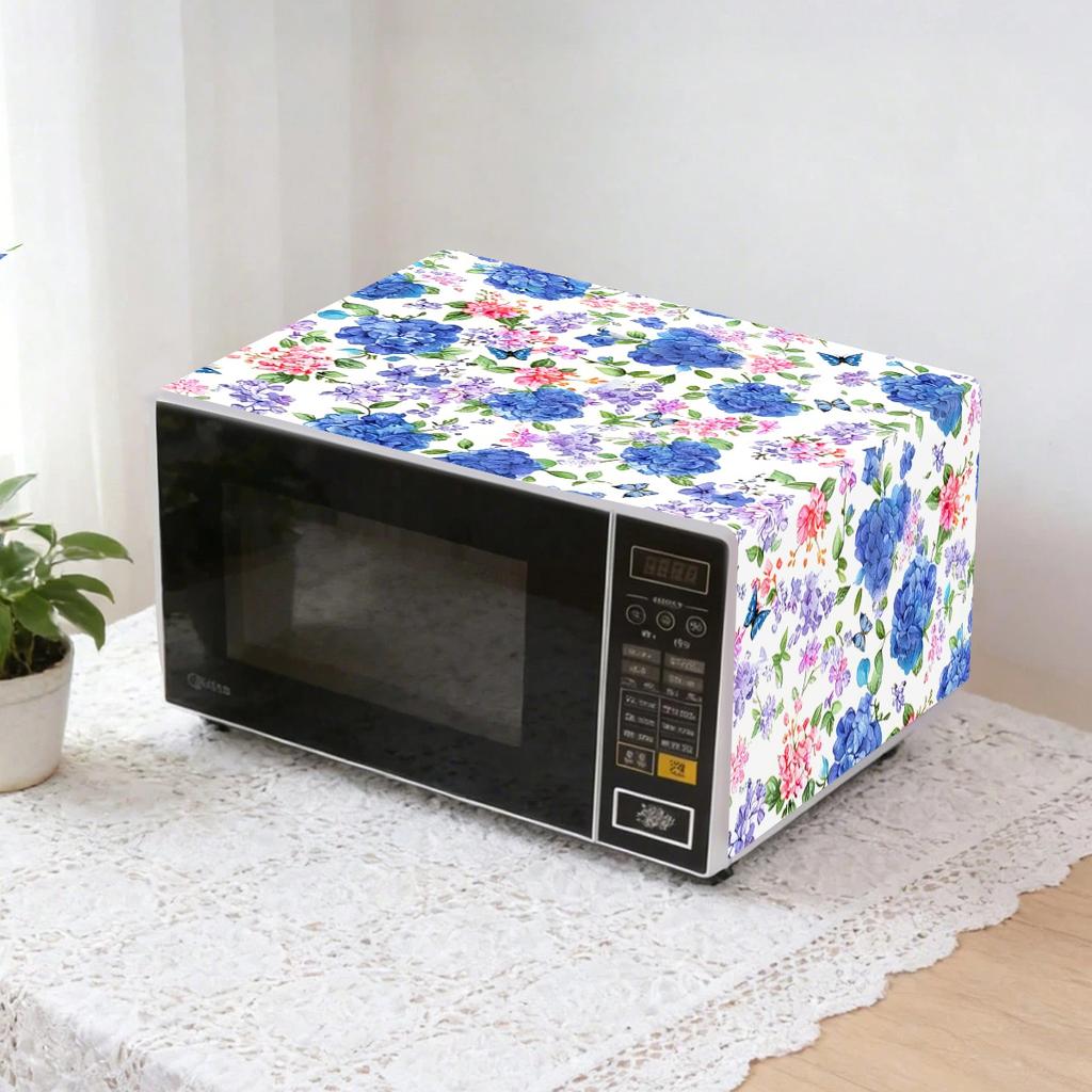 Flower Microwave Dust Cover 35x85cm Polyester Oven Dust Cover Machine Protector For Home Kitchen Dining Room Appliance Cover
