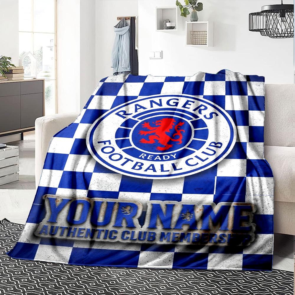 Name Custom Rangers Fc Print Flannel Blanket High Quality Warm Comfortable Cover for All Seasons Perfect for Gifts Home Decor