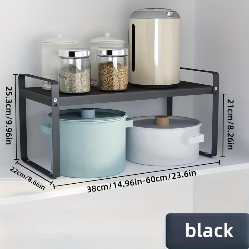 Space-Saving Adjustable Kitchen Rack! Multifunctional Shelf for Countertop, Cabinet & Sink. Easy Install, Black & White.