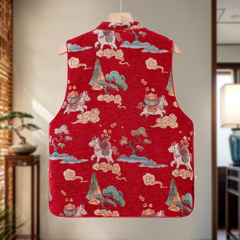 Women's Warm Fur-Trimmed Vest: New Chinese National Style Winter Arrival for Mid-to-Older Age.