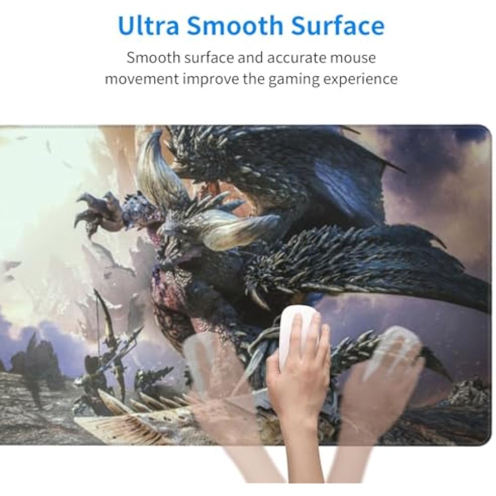 Monster Hunter Large Mouse Pad, Anime Desk Mat, Gaming Mouse Pad, Non-slip, Waterproof, Office De...