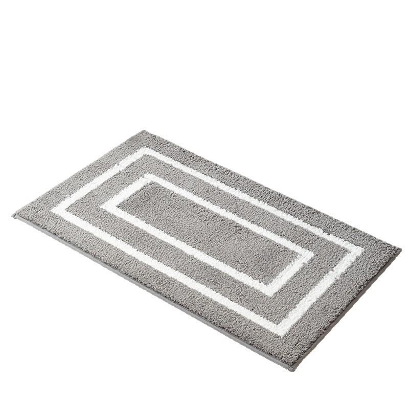 Square Dual-Tone Geometric Bath Mat Non-Slip Absorbent Floor Rug Bathroom Shower Entryway