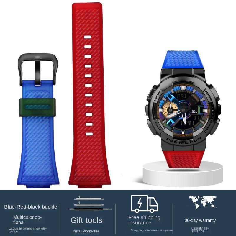 For Casio G-SHOCK GA110 GM110 GM-110GB Silicone Small Steel Cannon watchband Red Blue Color Blocking Orange Resin Watch Strap