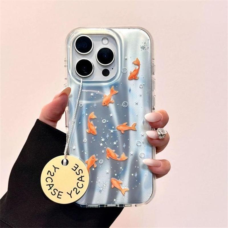Meteor IND Double layered Star Bubble Little Goldfish Phone Case for iPhone 11 12 13 14 15 16 Pro Max