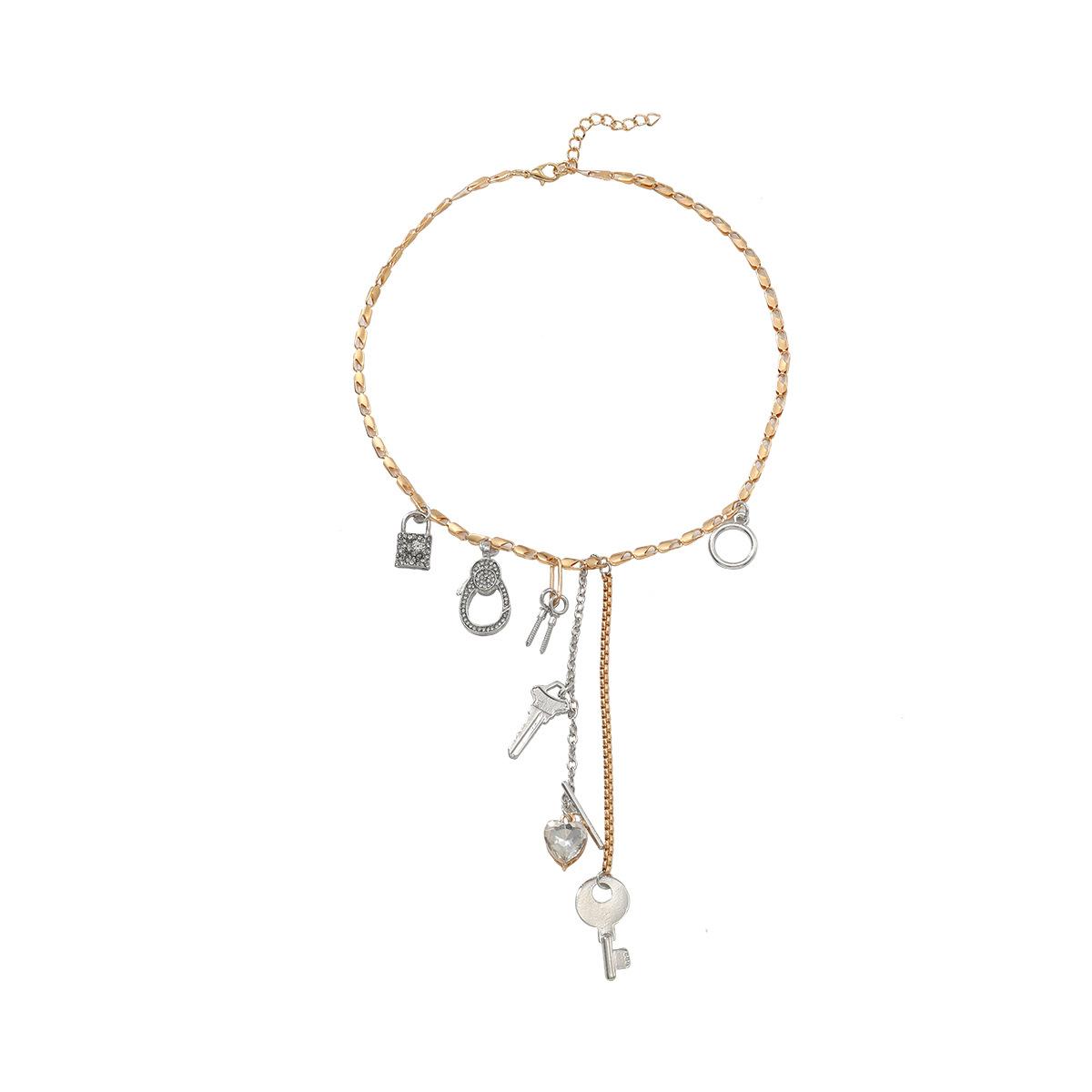 Ladies  Multi Layer Key Lock Love Necklace