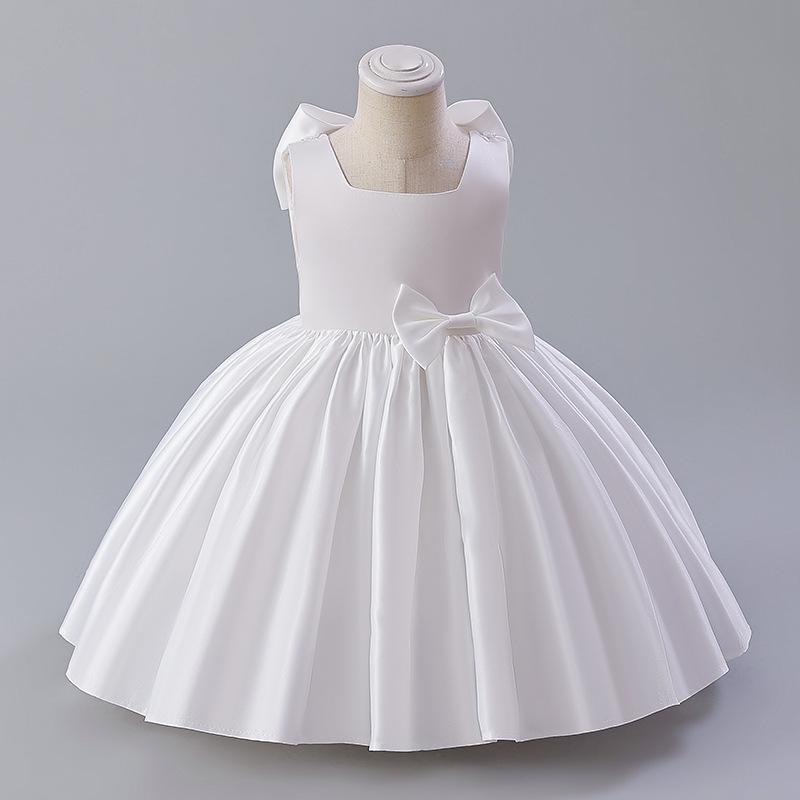 European & American Baby Girl's Satin Birthday & Flower Girl Dress with Big Bow
