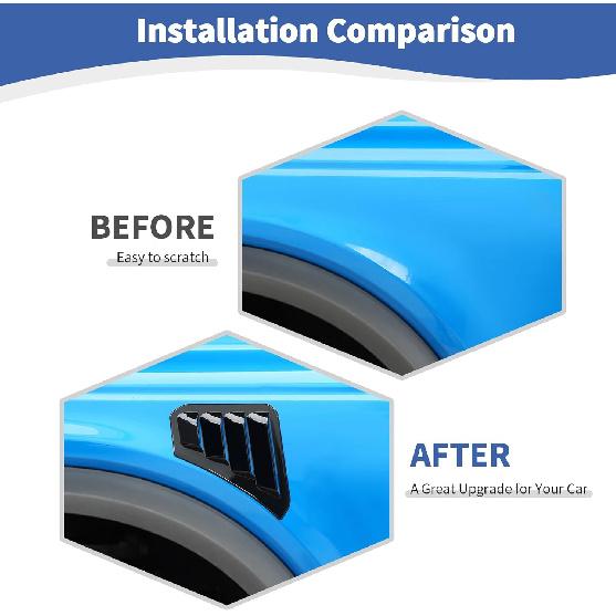 RT-TCZ for Bronco Front Side Fender Vents Trim Compatible with Ford Bronco 2021-Present Black Exterior Accessories 2pcs