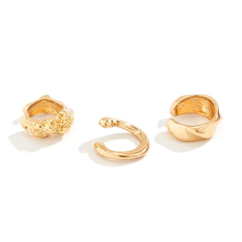 Niche Style 3-Piece Metal Wave Fashion Trendy Ear Clip Gold
