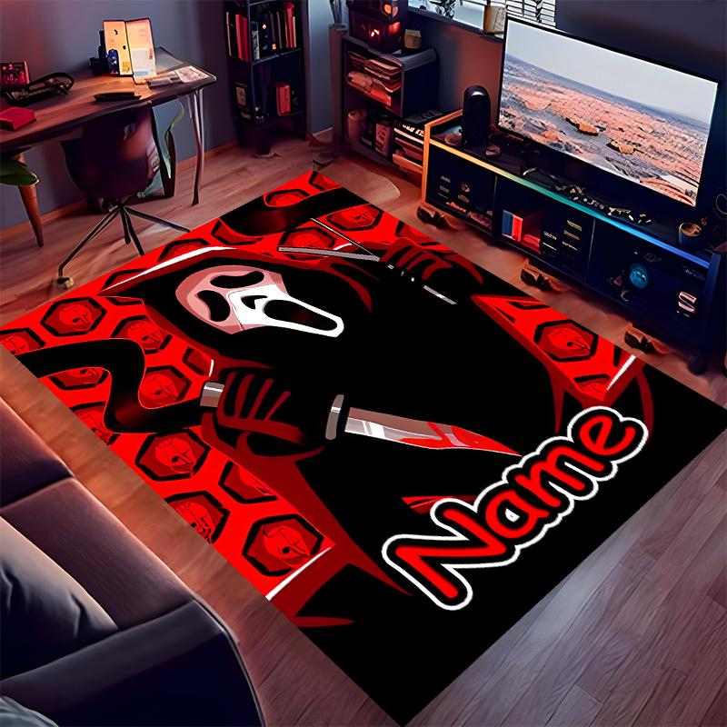 Custom Personalization Ghostface Print Area Rug - Soft, Washable Non-Slip Indoor Mat,Living Room,Home&Office Decorative Rug