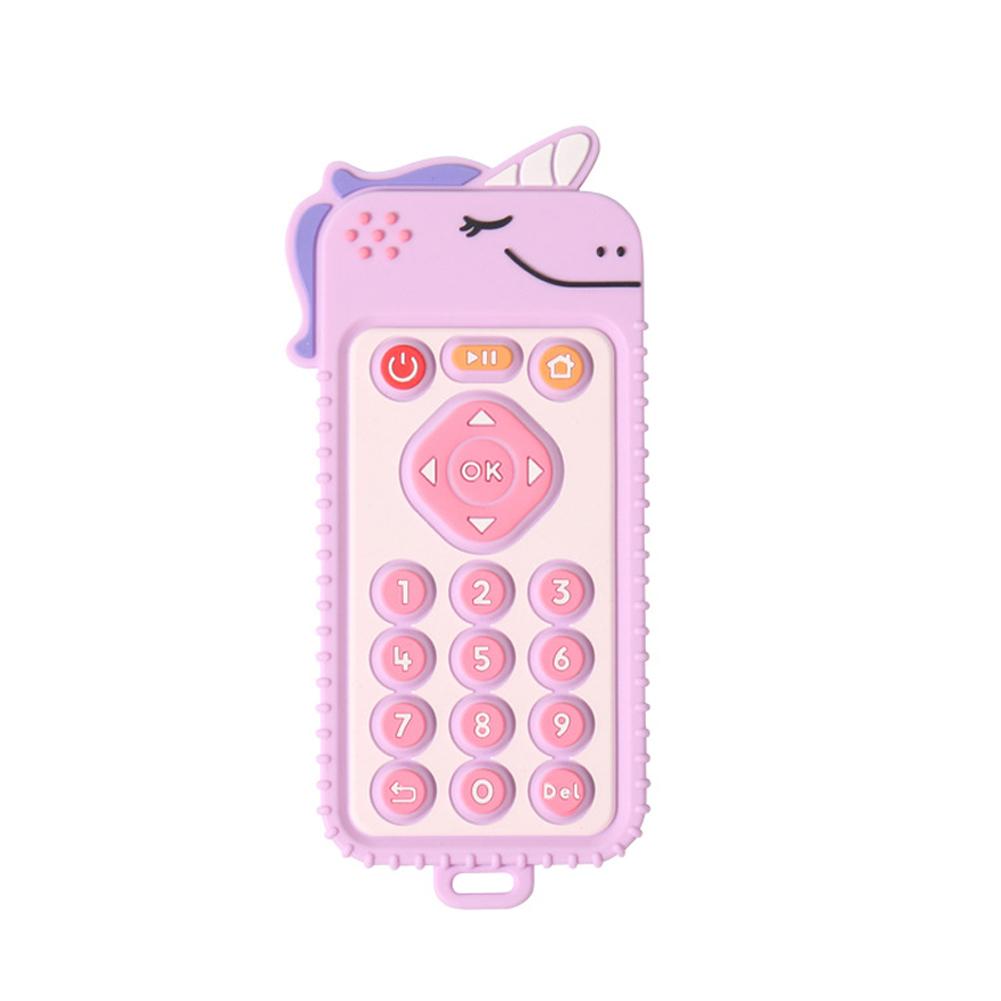 Baby Silicone Unicorn Remote Control Teether Handle Simulation Button Nibbling Toy Food Grade Silicone Teether
