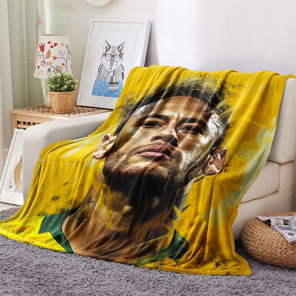 1PC Neymar Patterned Flannel Blanket Suitable For All Seasons for Home Decor Warmth and Comfort Gifts Holiday Present