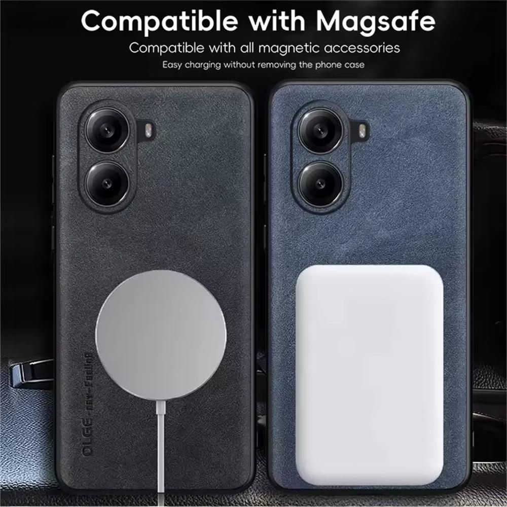 Leather Magnetic Case For Poco X7 Pro X6 X5 Funda For Poco F6 F5 F4 GT C65 M6 M5 For Magsafe Wireless Charger Phone Cover