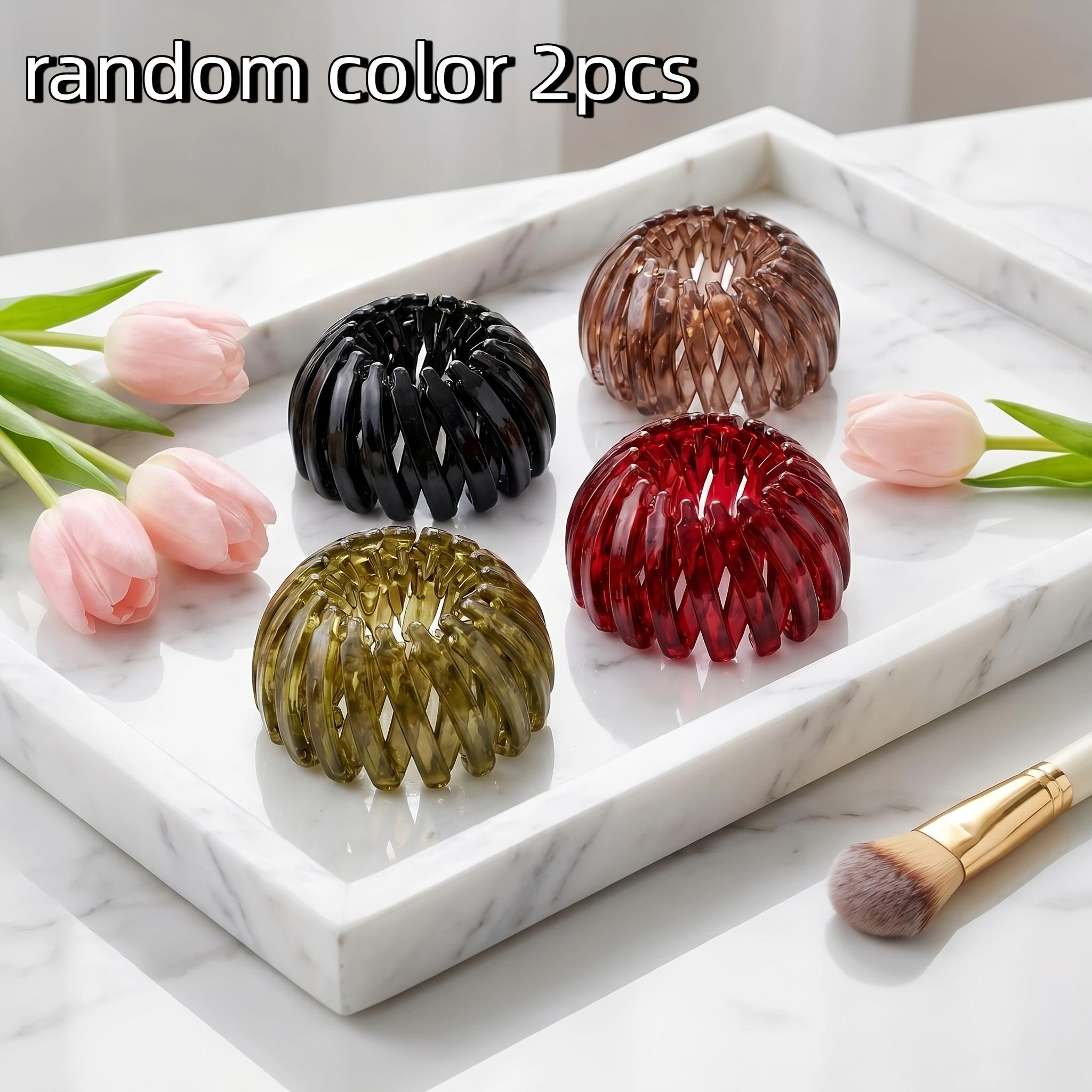 

2pcs Women s Nest Magic Leopard Print Hair Claw Clips, Women s Hair Accessories Hair Clips Hairpins Round Updo Maker in Black and Red