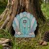 Fairy Gate for Tree Trunk Mini Wooden Door, 2D Flat Miniature Garden DIY Craft, Dollhouse Accessory, Wall Terrarium Decor Exquisite Ornament