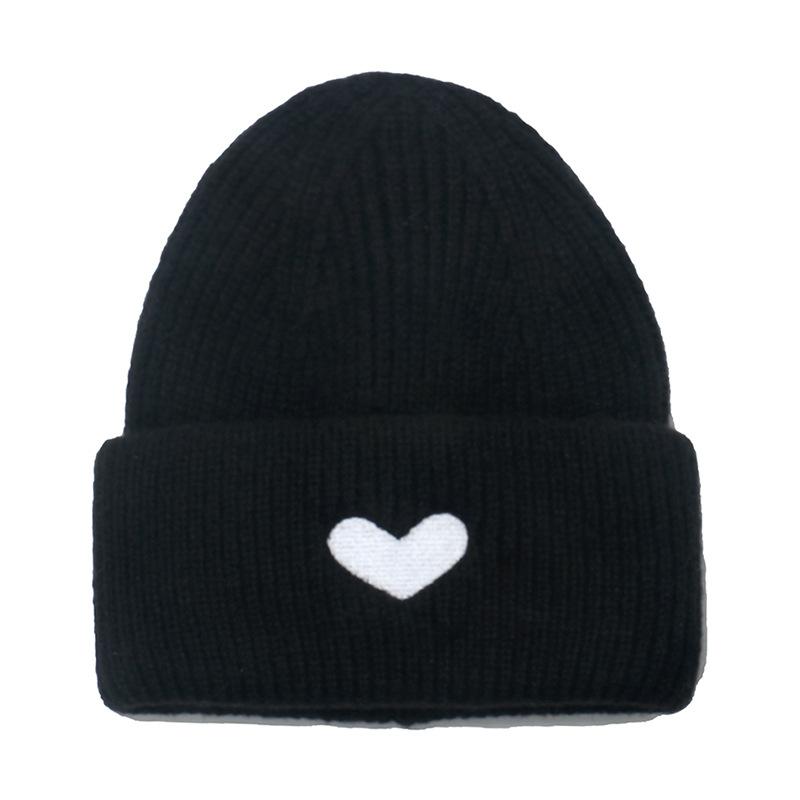 1Pc Unisex Winter Warm Beanie with Heart Embroidery,Outdoor Sports Ski Casual Acrylic Knit Skull Cap,Suitable for Holiday,tralve