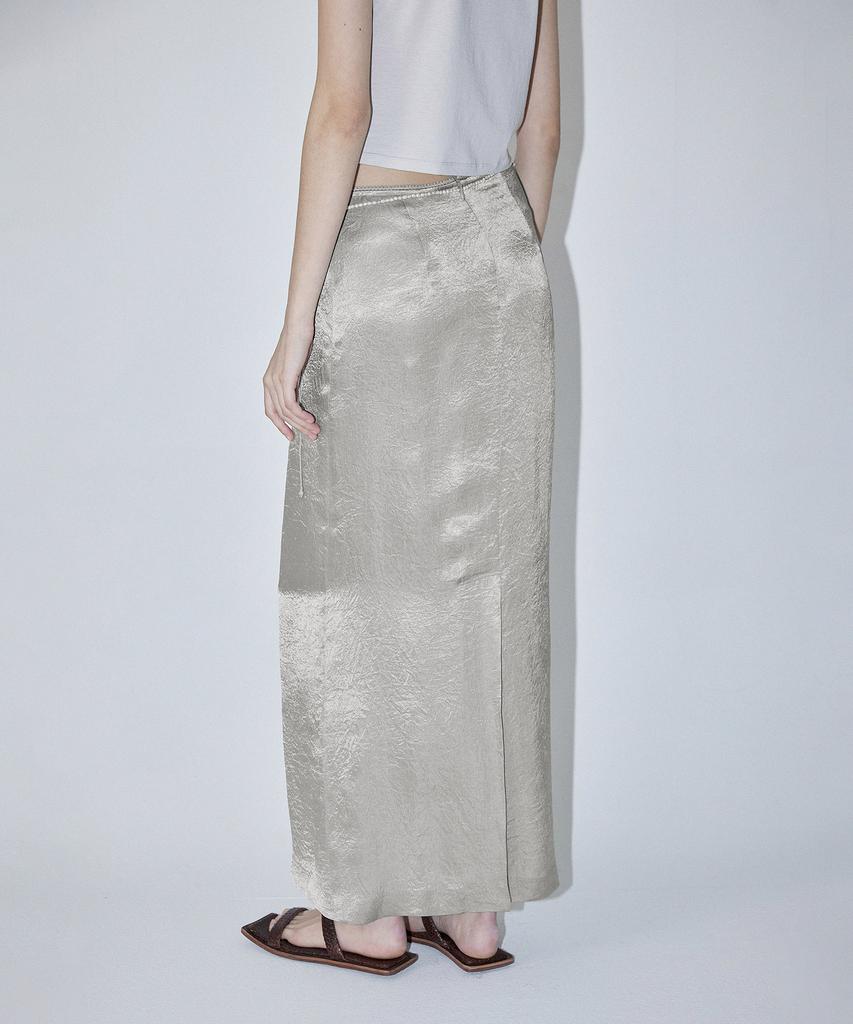 EN OR Metallic Silver Maxi Skirt - Gray