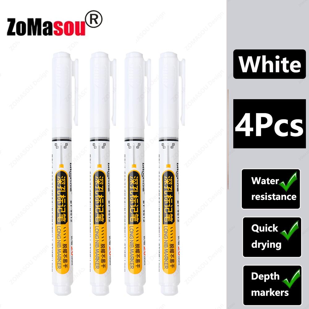 NEW Long Head Nib Deep Hole Markers Pen 20mm/45mm Waterproof White Tile Carpenter Pen for Woodworking Black/Blue/Red Ink