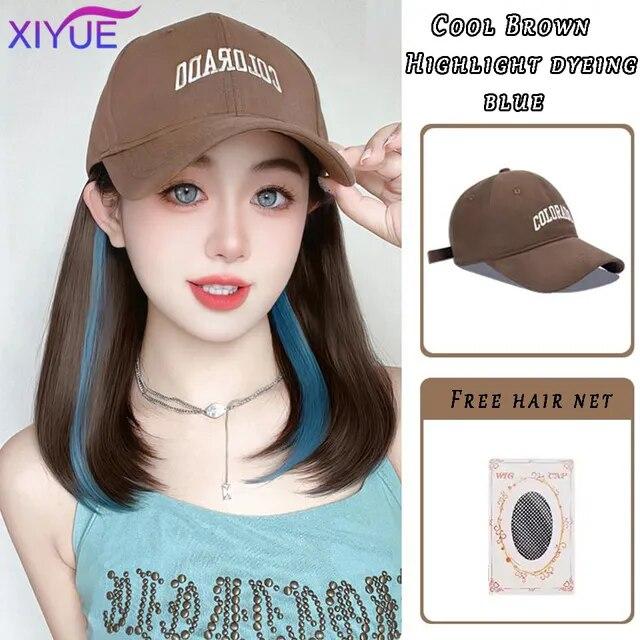 Kapelusz peruka kobiece długie włosy jednoczęściowy kobiecy fason leniwe lekko kręcone włosy czapka z daszkiem peruka pełne nakrycie głowy