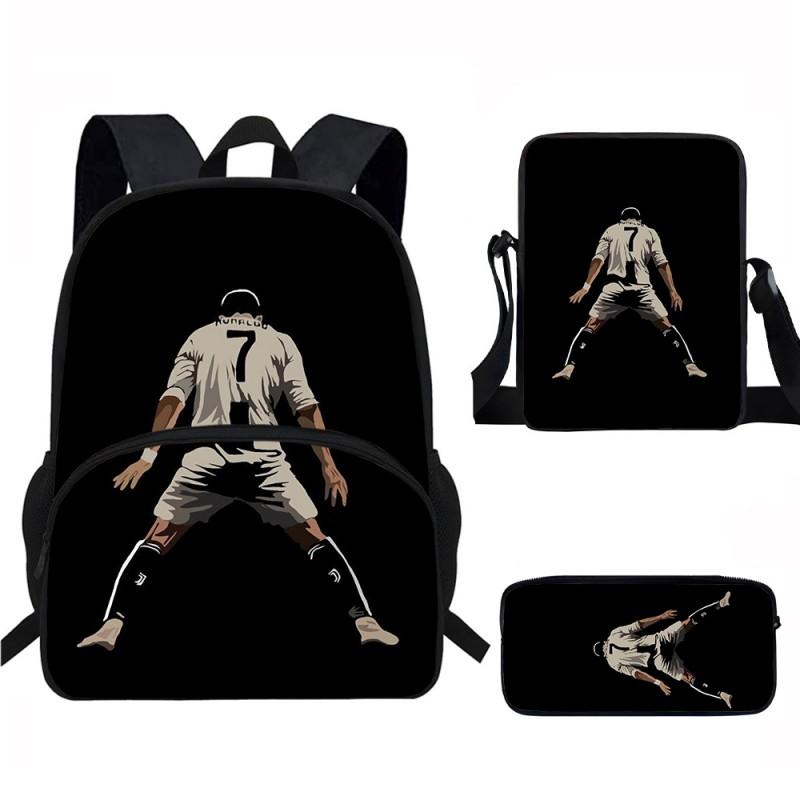 Set Zaino Scolastico CR7 per Bambini Tessuto Oxford Borsa a Doppio Scomparto con Tasca Frontale Astuccio Tracolla Ergonomico Dorsale