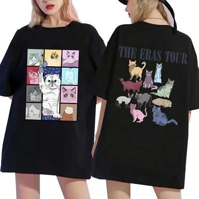 The Eras Tour Cat Version Graphics T Shirts Funny Unisex Women Fashion Cotton T-Shirt Casual Oversized Tees Streetwear Short Sleeve