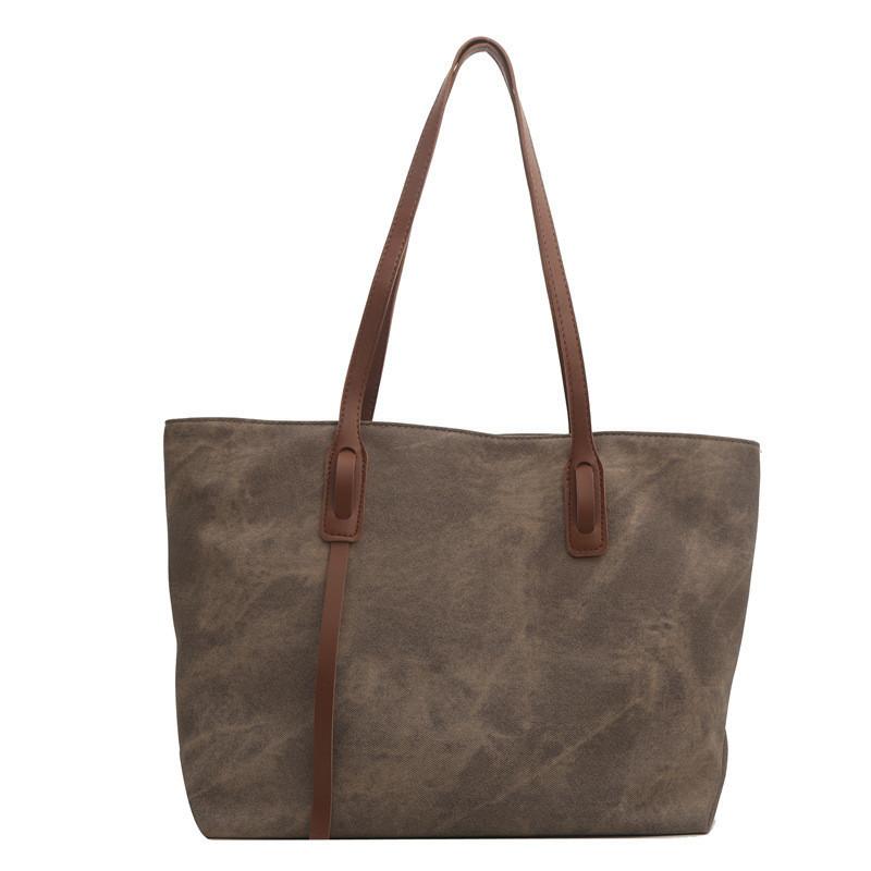 2024 New Retro Fashion Underarm Large Capacity Bag Women's Trendy Commuting Tote Bag Color Block Stitching Shoulder Bag